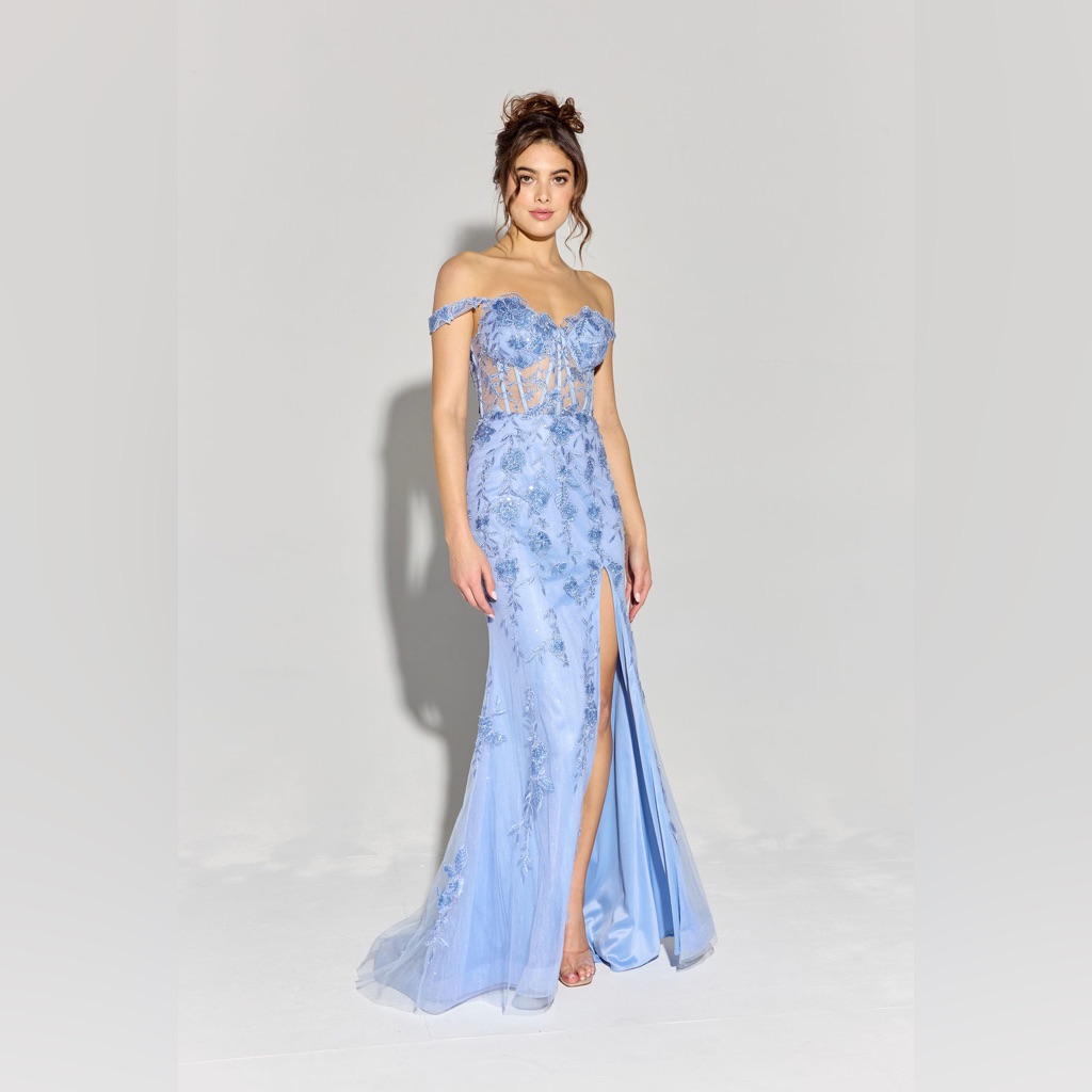 Nwt Blue Off-Shoulder Prom Dress